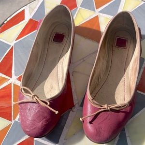 Mexx Women’s Ballet Flats, Leather, Rubber Soles, Pink, Size Euro 38, US 7.5